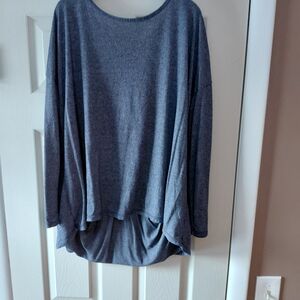 Casual Blue Long Sleeve Top